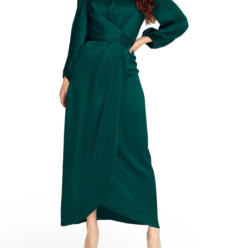 Elegant Green Long Sleeve Dress